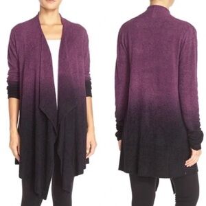 Barefoot Dreams Bamboo Chic  black and purple Ombre, Open Front Cardigan S/M